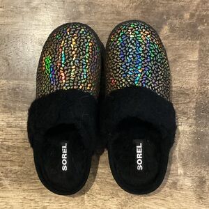 Sorel Kids' Black and Rainbow Slippers